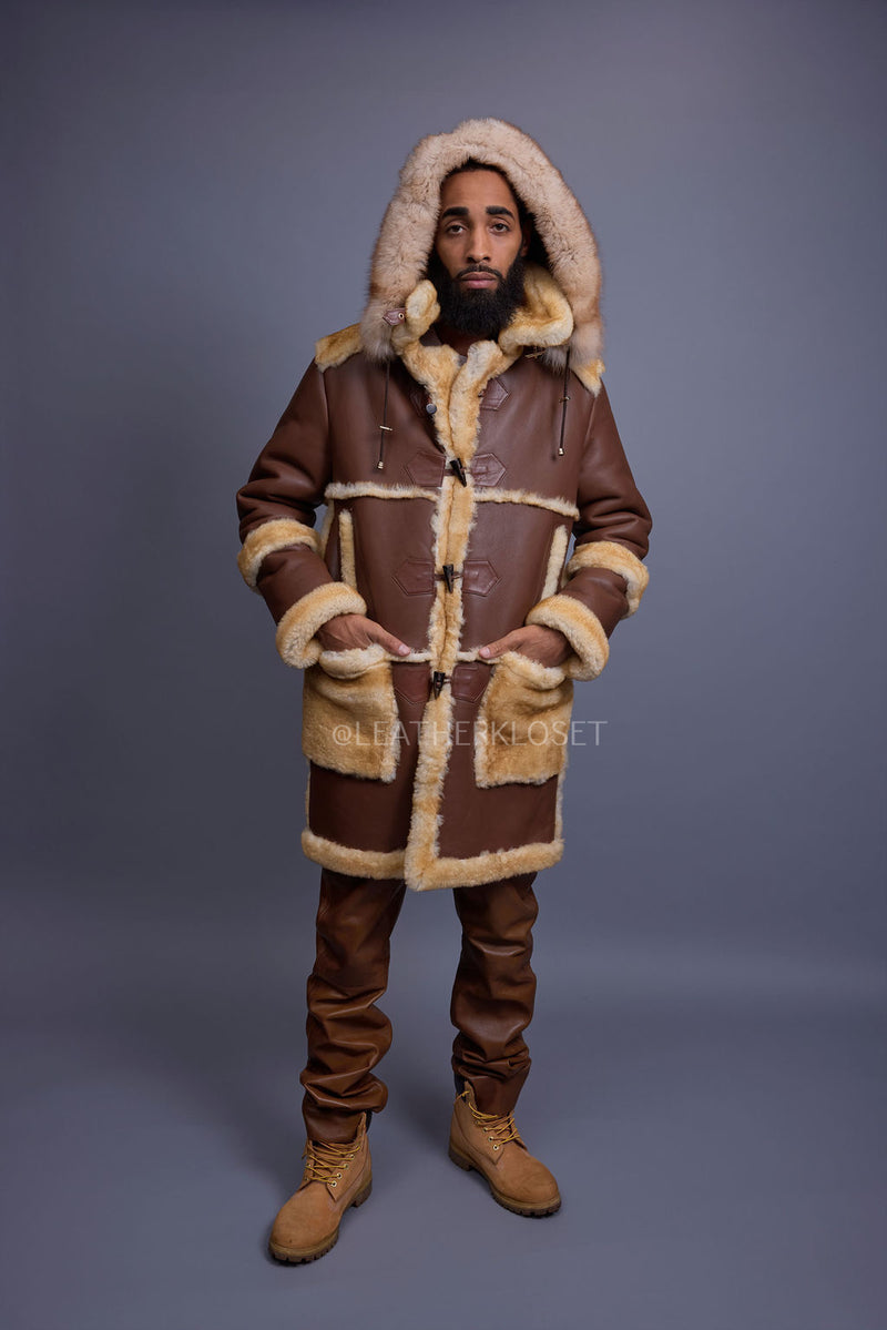 Men's Stealth Real Sheepskin Shearling Duffle [Napa Whiskey]