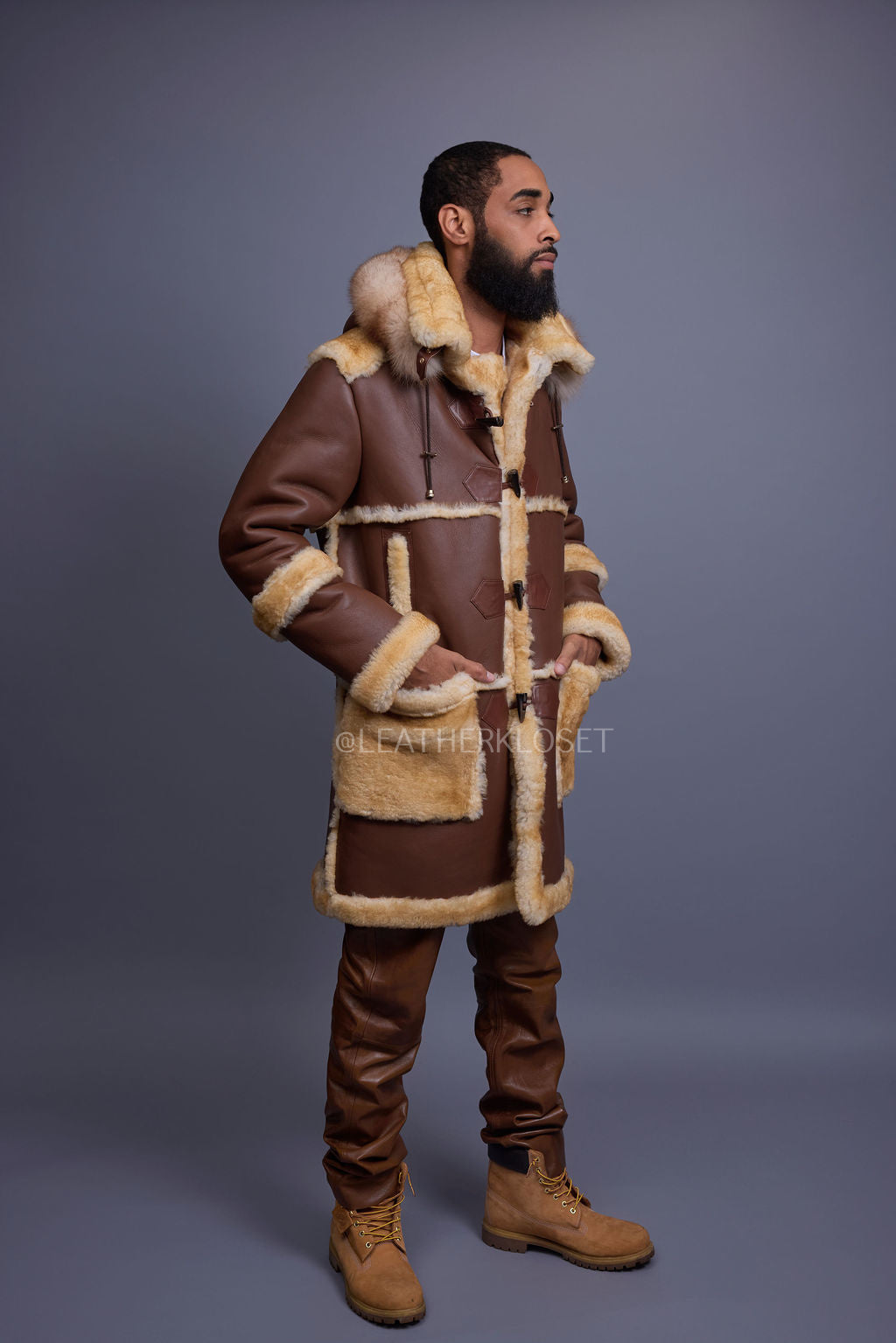 Men's Stealth Real Sheepskin Shearling Duffle [Napa Whiskey]