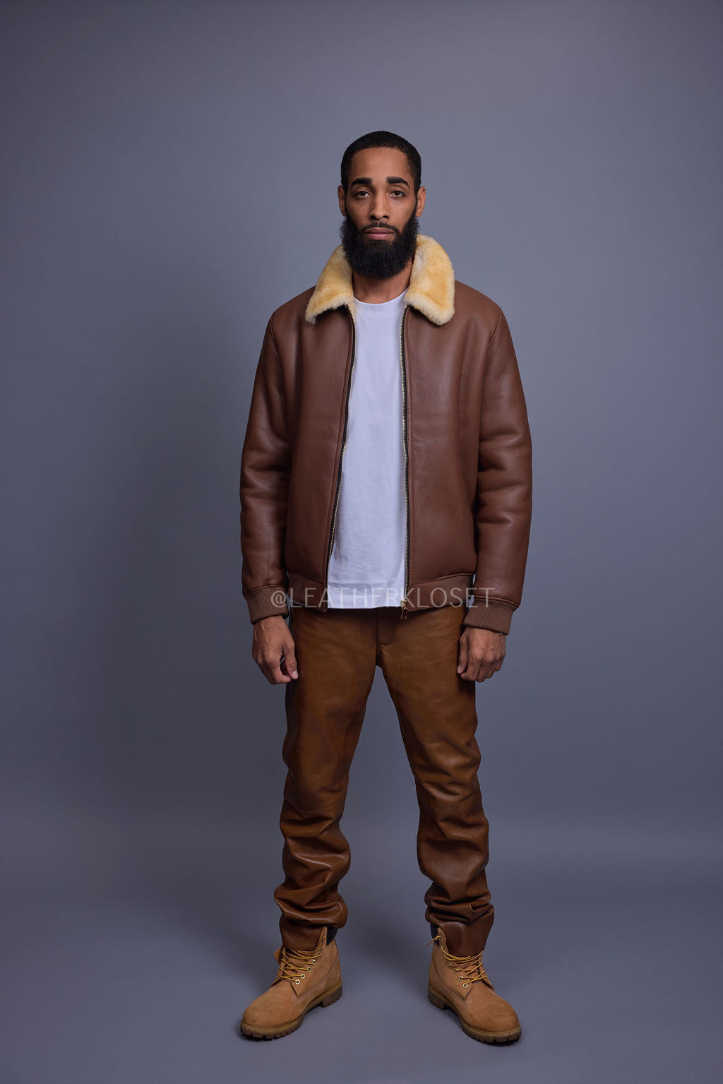 Men's Shearling Pilot Jacket [Whiskey Napa]