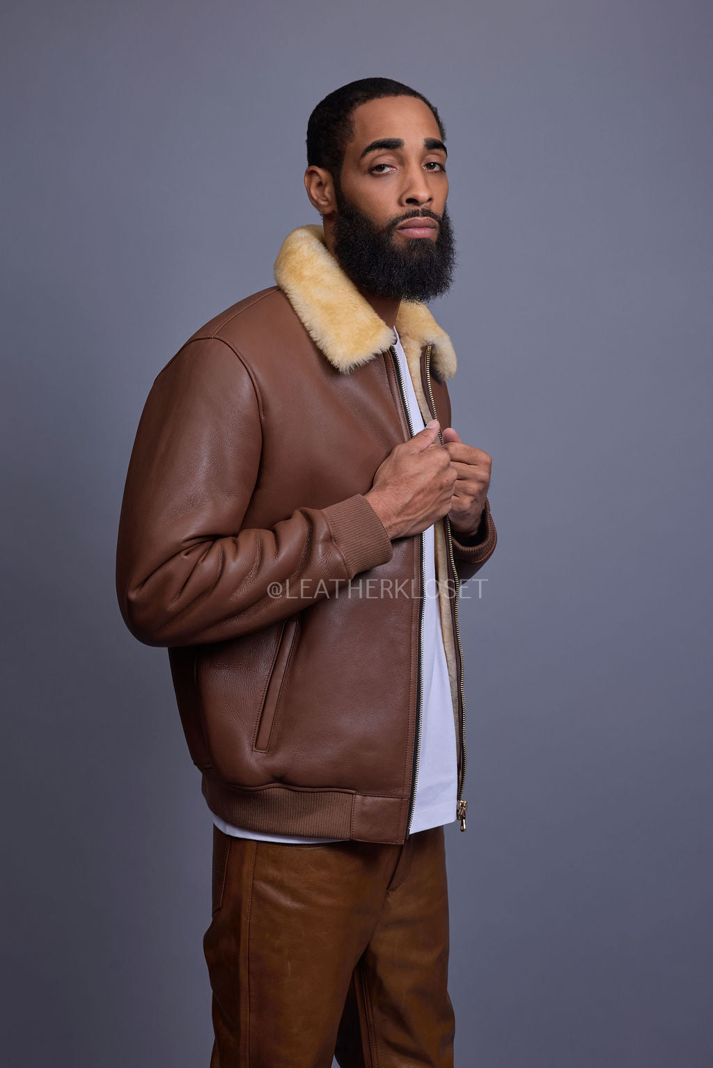 Men's Shearling Pilot Jacket [Whiskey Napa]