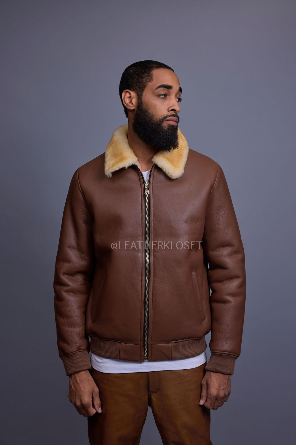 Men's Shearling Pilot Jacket [Whiskey Napa]