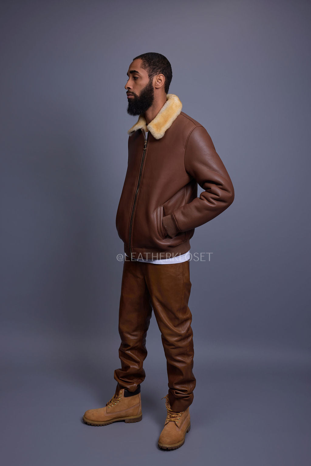 Men's Shearling Pilot Jacket [Whiskey Napa]
