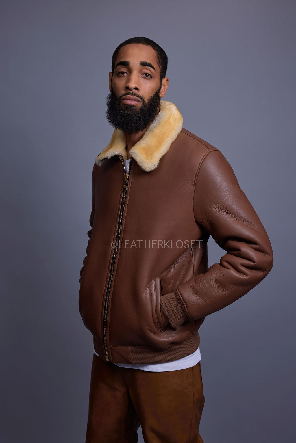 Men's Shearling Pilot Jacket [Whiskey Napa]