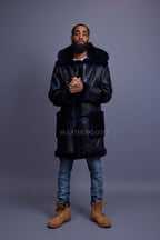Men's Stealth Real Sheepskin Shearling Duffle [Navy Blue]