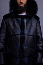 Men's Stealth Real Sheepskin Shearling Duffle [Navy Blue]