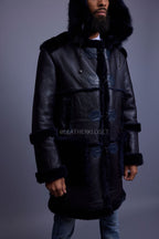 Men's Stealth Real Sheepskin Shearling Duffle [Navy Blue]