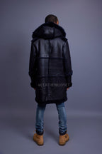 Men's Stealth Real Sheepskin Shearling Duffle [Navy Blue]
