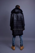 Men's Stealth Real Sheepskin Shearling Duffle [Navy Blue]