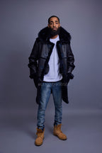 Men's Stealth Real Sheepskin Shearling Duffle [Navy Blue]