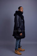 Men's Stealth Real Sheepskin Shearling Duffle [Navy Blue]