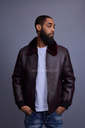 Men's Shearling Pilot Jacket [Burgundy]