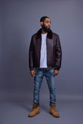 Men's Shearling Pilot Jacket [Burgundy]