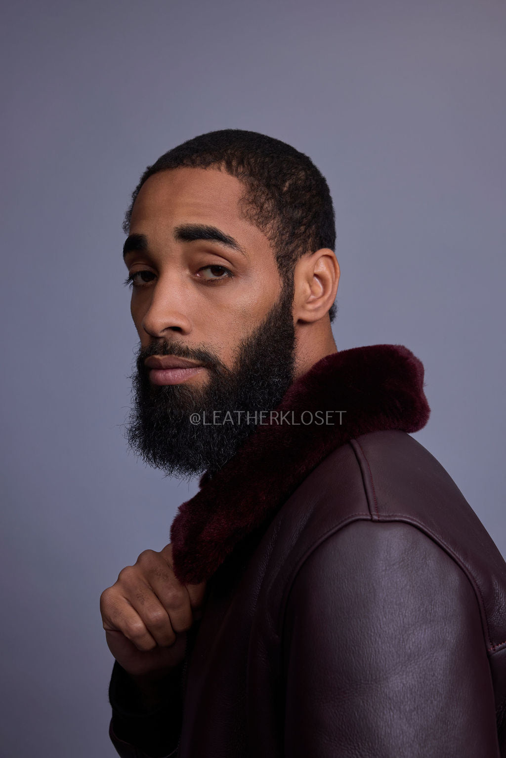 Men's Shearling Pilot Jacket [Burgundy]