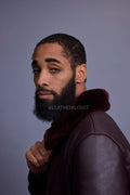 Men's Shearling Pilot Jacket [Burgundy]