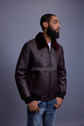 Men's Shearling Pilot Jacket [Burgundy]