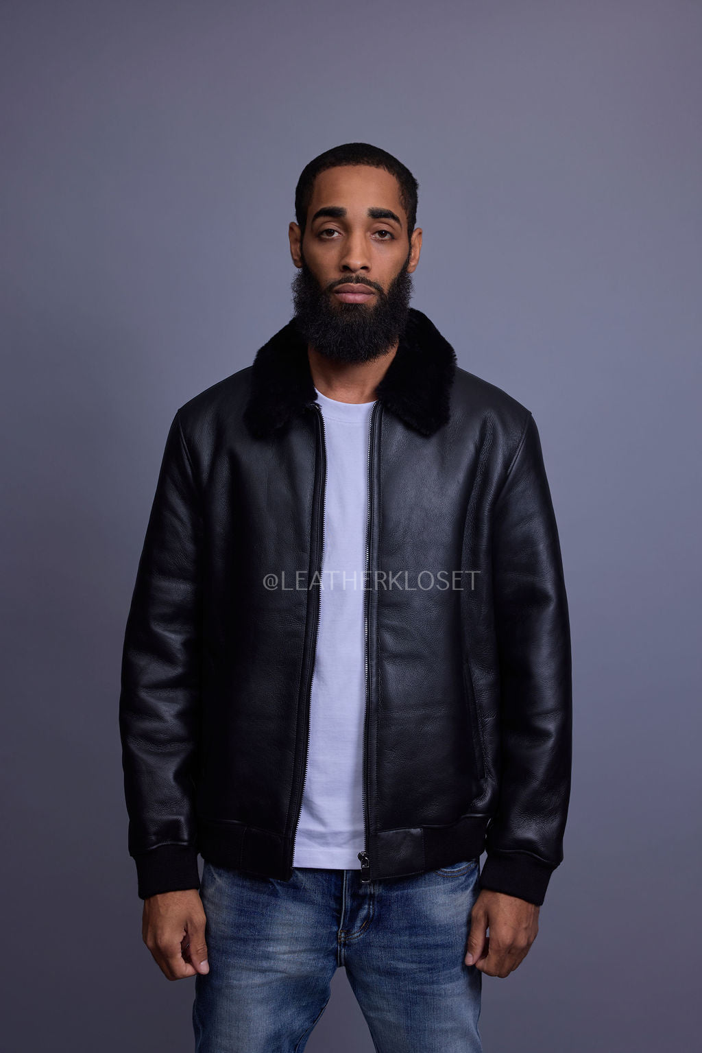 Men's Shearling Pilot Jacket [Black]