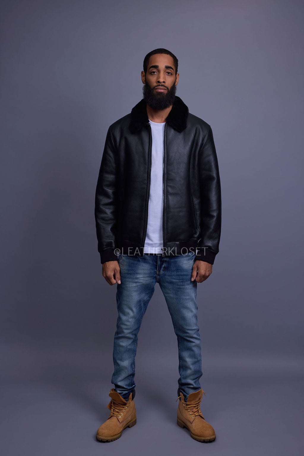 Men's Shearling Pilot Jacket [Black]