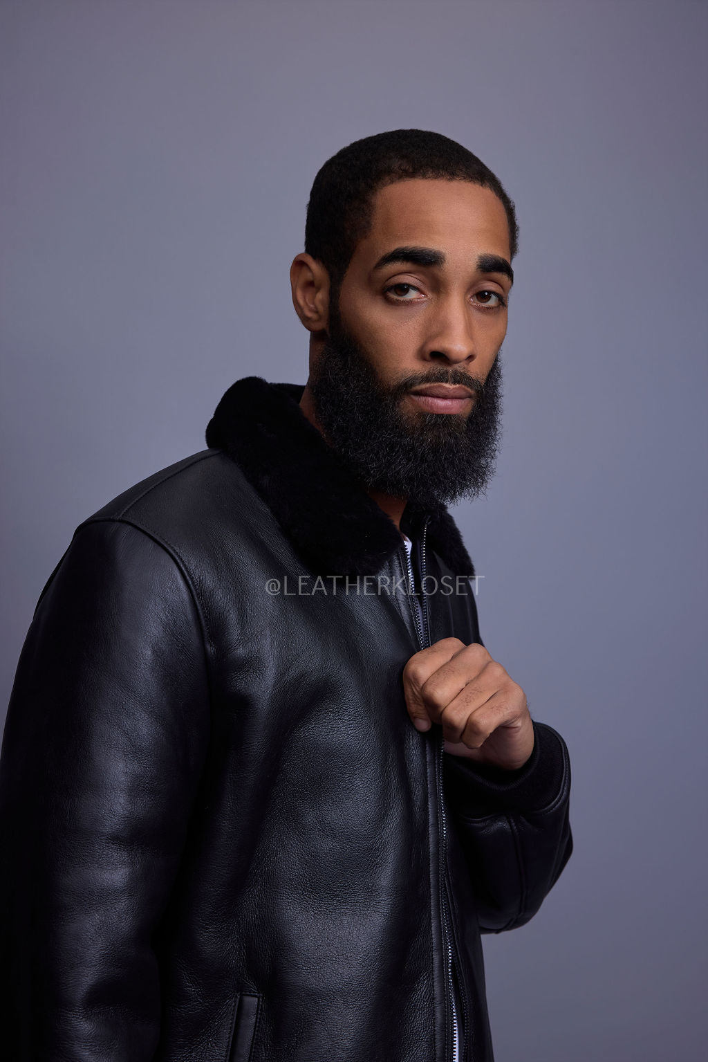 Men's Shearling Pilot Jacket [Black]