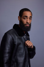 Men's Shearling Pilot Jacket [Black]