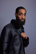 Men's Shearling Pilot Jacket [Black]