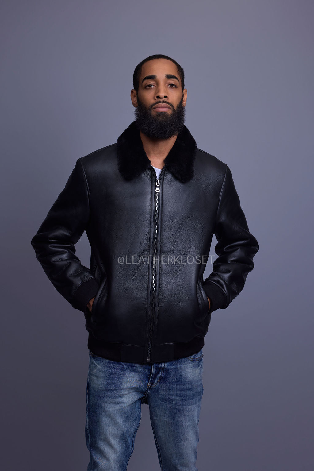 Men's Shearling Pilot Jacket [Black]