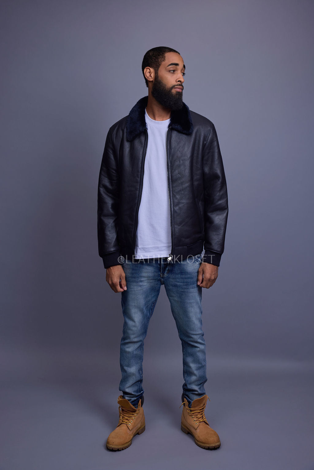 Men's Shearling Pilot Jacket [Navy]