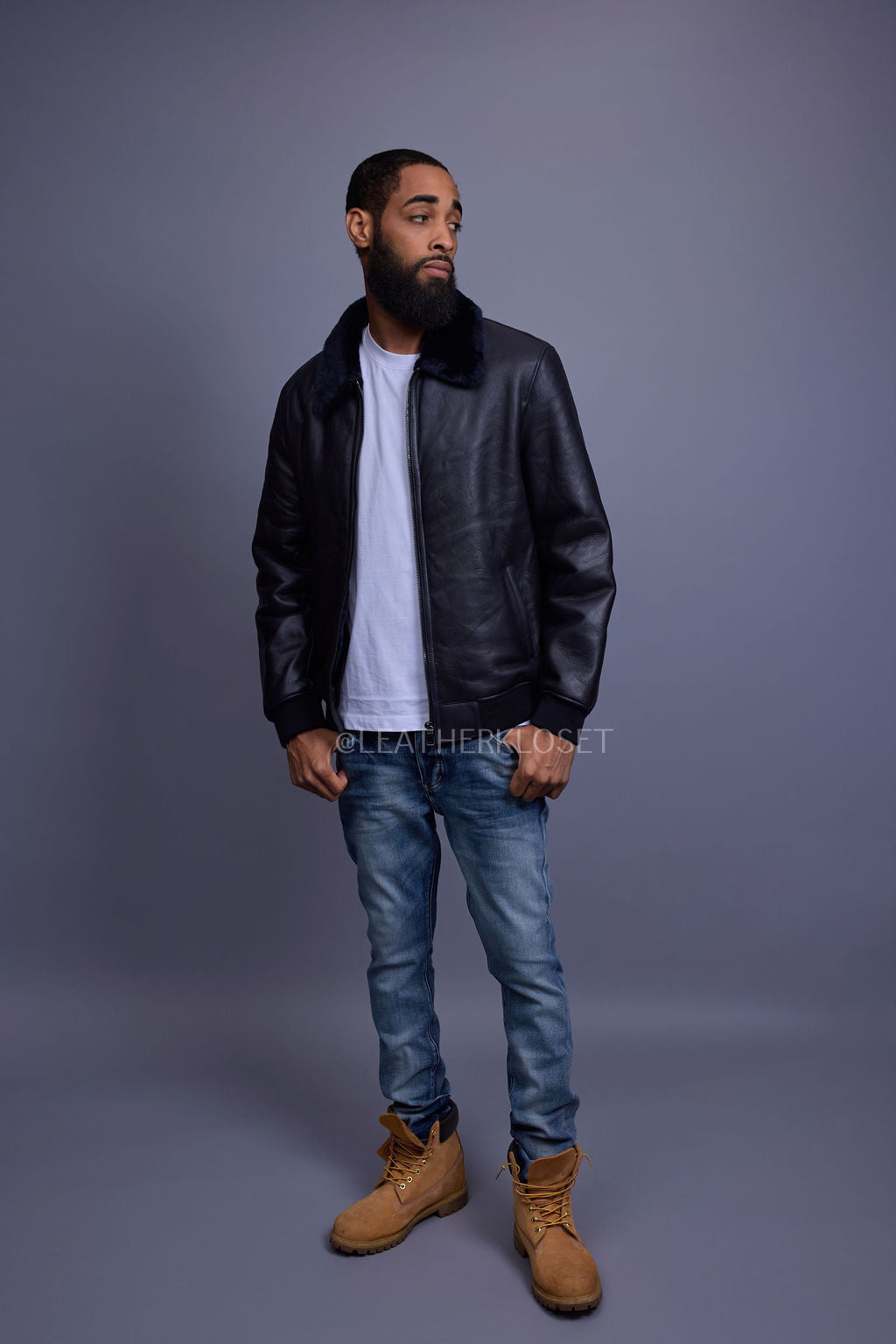 Men's Shearling Pilot Jacket [Navy]