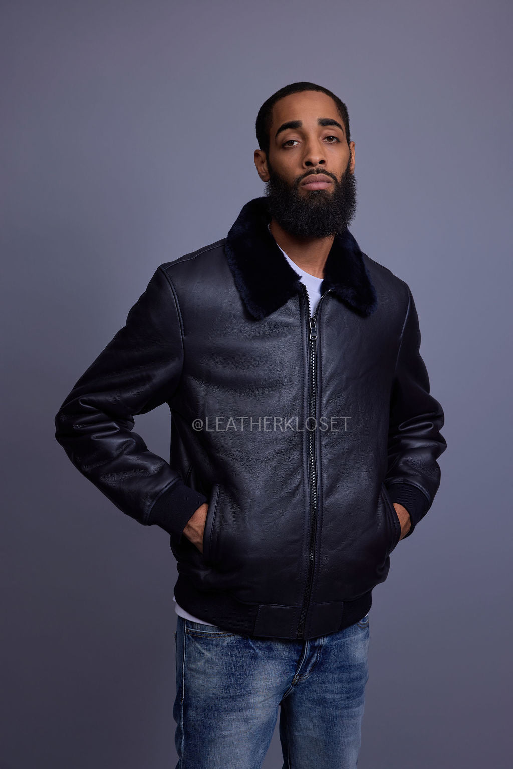 Men's Shearling Pilot Jacket [Navy]
