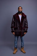 Men's Cole Sheepskin Shearling 3/4 Jacket [Burgundy]
