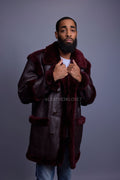 Men's Cole Sheepskin Shearling 3/4 Jacket [Burgundy]