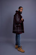 Men's Cole Sheepskin Shearling 3/4 Jacket [Burgundy]