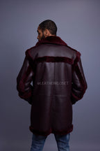 Men's Cole Sheepskin Shearling 3/4 Jacket [Burgundy]