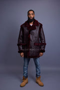 Men's Cole Sheepskin Shearling 3/4 Jacket [Burgundy]