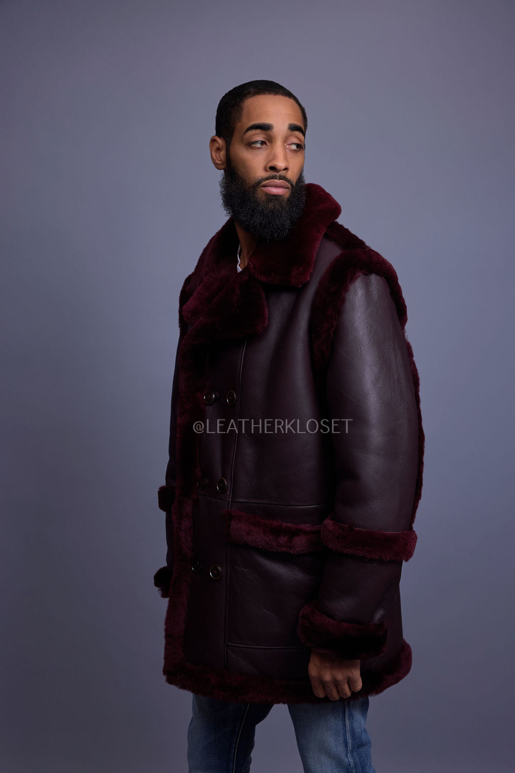 Men's Cole Sheepskin Shearling 3/4 Jacket [Burgundy]