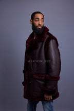 Men's Cole Sheepskin Shearling 3/4 Jacket [Burgundy]
