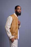 Men's Baseball Multi Color Jacket [Wheat/Beige]