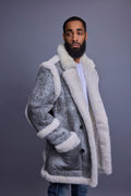 Men's Cole Sheepskin Shearling 3/4 Jacket [Distressed Grey]