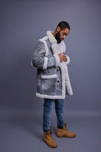 Men's Cole Sheepskin Shearling 3/4 Jacket [Distressed Grey]