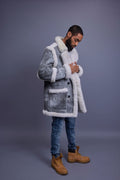 Men's Cole Sheepskin Shearling 3/4 Jacket [Distressed Grey]