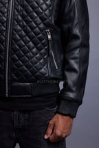 Men's Lucas Quilted Leather Bomber Jacket With Fox Hood [Silver Fox]
