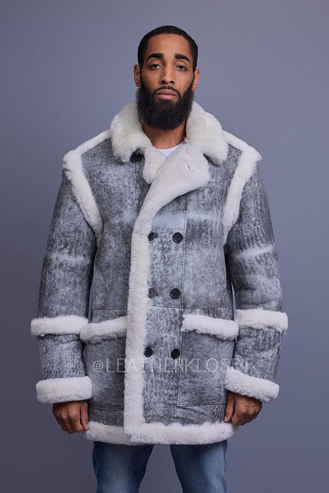 Men's Cole Sheepskin Shearling 3/4 Jacket [Distressed Grey]
