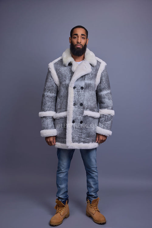 Men's Cole Sheepskin Shearling 3/4 Jacket [Distressed Grey]