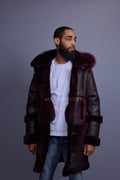 Men's Stealth Real Sheepskin Shearling Duffle [Burgundy]