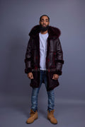 Men's Stealth Real Sheepskin Shearling Duffle [Burgundy]