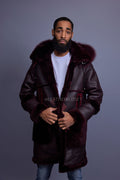 Men's Stealth Real Sheepskin Shearling Duffle [Burgundy]