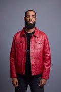 Men's Dylan Jacket Red Leather