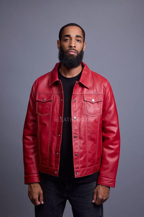 Men's Dylan Jacket Red Leather