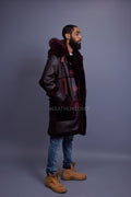 Men's Stealth Real Sheepskin Shearling Duffle [Burgundy]