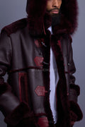 Men's Stealth Real Sheepskin Shearling Duffle [Burgundy]