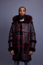 Men's Stealth Real Sheepskin Shearling Duffle [Burgundy]